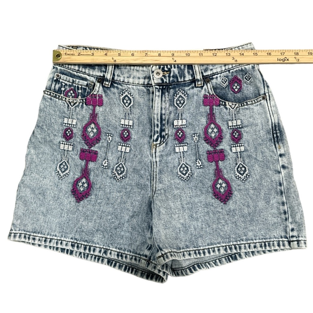 INC International Concepts Embroidered Denim High Rise Boho Jean Shorts - Picture 6 of 12